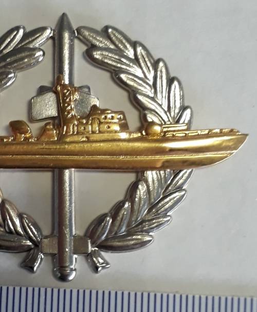 SA Navy STRIKE CRAFT FLOTILLA BI-METAL BREAST BADGE. APPROVED 1981. 2 PIECE - 2 PINS